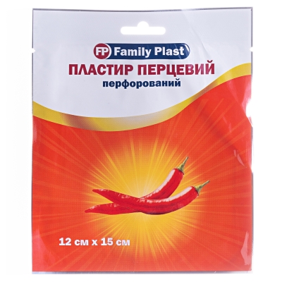 Пластир медичний «FP Family Plast» перцевий перфорований 12 см х 15 см, 1 штука