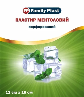Пластир медичний «FP Family Plast» ментоловий з перцем перфорований 12 см х 10 см, 1 штука