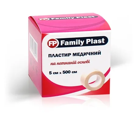 Пластир медичний FP Family Plast на нетканій основі 5 см х 500 см, 1 штука
