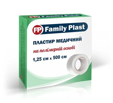 Пластир медичний FP Family Plast на полімерній основі 1,25 см х 500 см, 1 штука