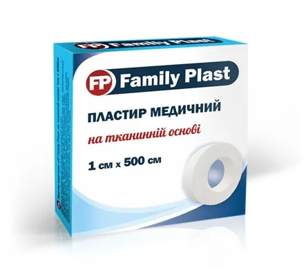 Пластир медичний FP Family Plast на тканинній основі 1 см х 500 см, 1 штука