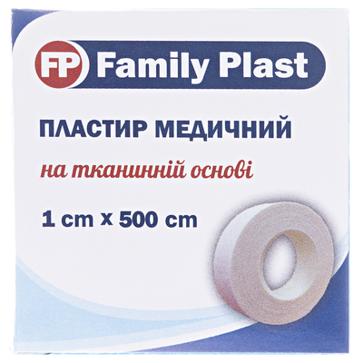 Пластырь медицинский «FP Family Plast» на тканевой основе 1 см х 500 см, 1 штука