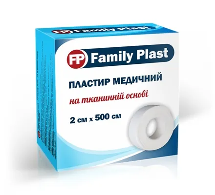 Пластир медичний FP Family Plast на тканинній основі 2 см х 500 см, 1 штука