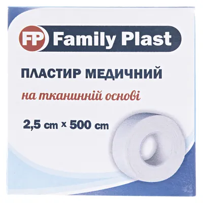 Пластир медичний FP Family Plast на тканинній основі 2,5 см х 500 см, 1 штука