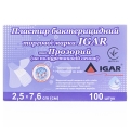 Пластырь бактерицидный IGAR тип Прозрачный на полимерной основе (полиуретан) 2,5 см х 7,6 см, 100 штук