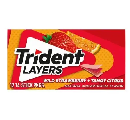 Жувальна гумка Trident Layers лісова суниця та терпкий цитрус, 14 штук