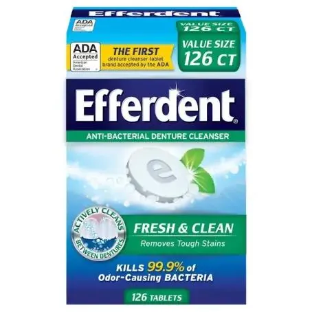 Таблетки Efferdent Fresh & Clean для очистки зубних протезів, 126 шт