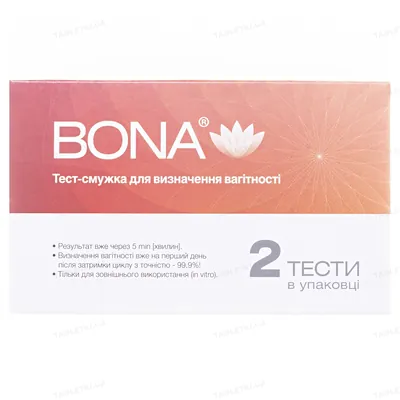Тест-смужка Bona для визначення вагітності, 2 штуки