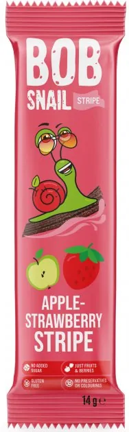 Цукерки Bob Snail Stripe натуральні яблучно-полуничні, 14 г