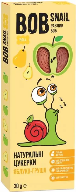 Цукерки Bob Snail Roll натуральні яблучно-грушеві, 30 г