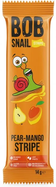 Цукерки Bob Snail Stripe натуральні груша-манго, 14 г