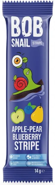 Цукерки Bob Snail Stripe натуральні яблучно-грушово-чорничні, 14 г