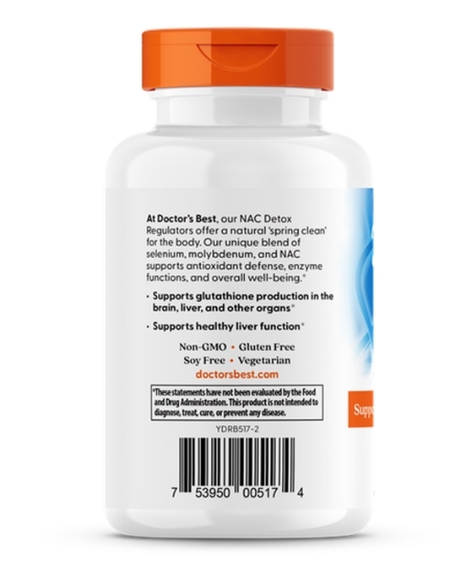 N-ацетилцистеин Doctor's Best NAC Detox Regulators, 180 вегетарианских капсул