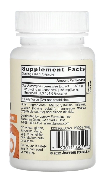 Бета глюкан Jarrow Formulas Beta Glucan імунна підтримка, 60 капсул