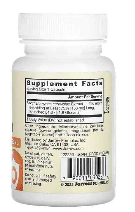 Бета глюкан Jarrow Formulas Beta Glucan імунна підтримка, 60 капсул