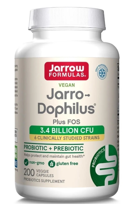 Пробиотики (дофилус) Jarrow Formulas Jarro-Dophilus Plus FOS ФОС, 3.4 млрд КОЕ, 200 вегетарианских капсул