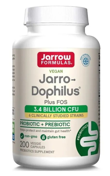 Пробіотики (дофілус) Jarrow Formulas Jarro-Dophilus Plus FOS ФОС, 3.4 млрд КУО, 200 вегетаріанських капсул