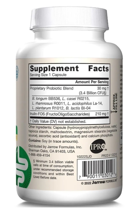 Пробиотики (дофилус) Jarrow Formulas Jarro-Dophilus Plus FOS ФОС, 3.4 млрд КОЕ, 200 вегетарианских капсул