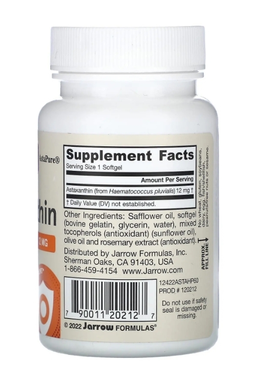 Астаксантин Jarrow Formulas Astaxanthin 12 мг, 60 капсул