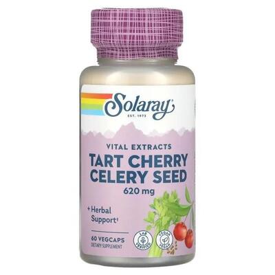 Вишня и сельдерей Solaray Tart Cherry Celery Seed 620 мг, 60 веганских капсул