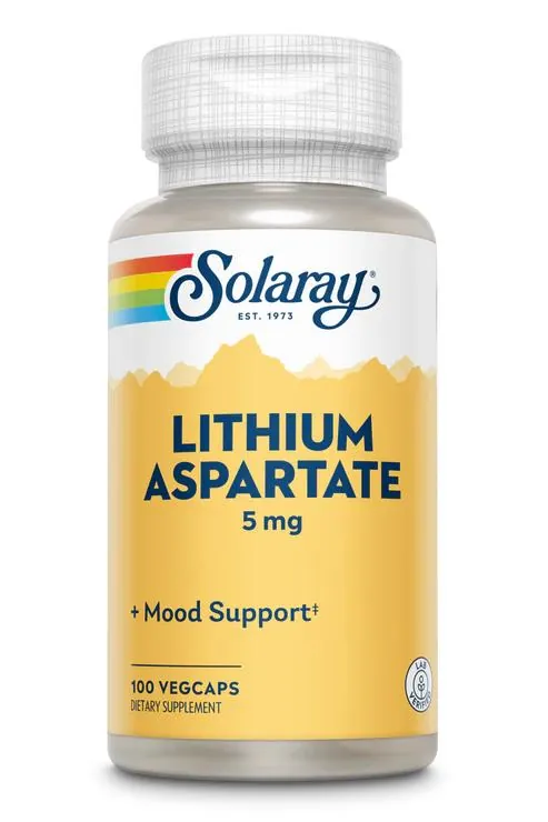 Літію аспартат Solaray Lithium Aspartate 5, 100 веганських капсул