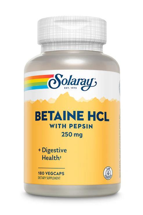 Бетаин HCL и пепсин Solaray HCL with Pepsin капсулы по 250 мг №180