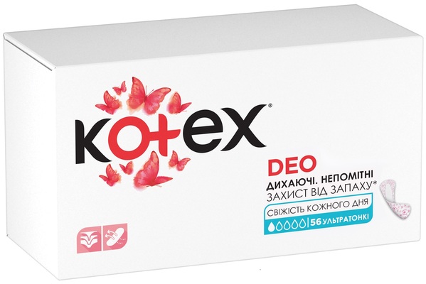 Щоденні гігієнічні прокладки Kotex Deo ультратонкі, 56 шт