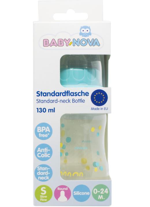 Бутылочка Baby-Nova 45010-2 полипропилен, голубая, 130 мл