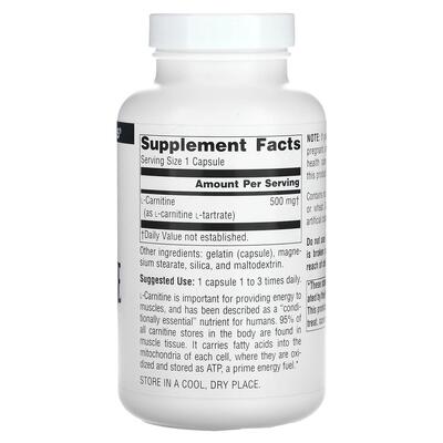 L-карнитин Source Naturals L-Carnitine 500 мг, 120 капсул