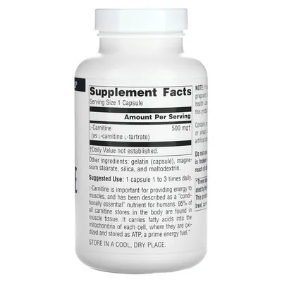 L-карнітин Source Naturals L-Carnitine 500 мг, 120 капсул