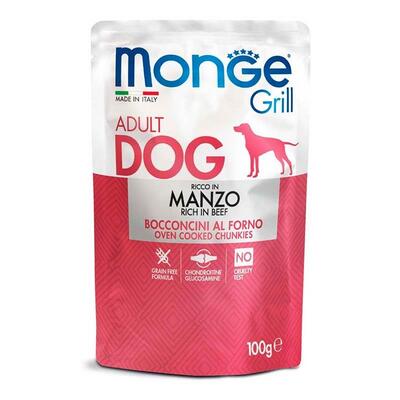 Корм влажный Monge Dog Grill для взрослых собак с говядиной, 100 г