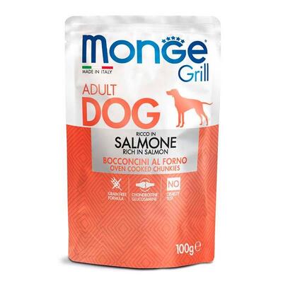 Корм влажный Monge Dog Grill для взрослых собак с лососем, 100 г
