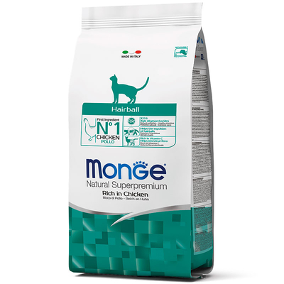 Корм сухой Monge Cat Hairball для кошек для выведения комочков шерсти с курицей, 400 г