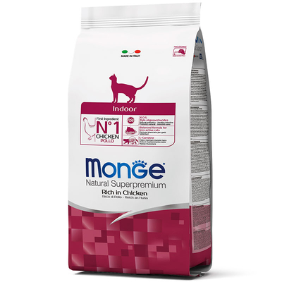 Корм сухой Monge Cat Indoor для малоактивных кошек, живущих в помещении с курицей, 400 г