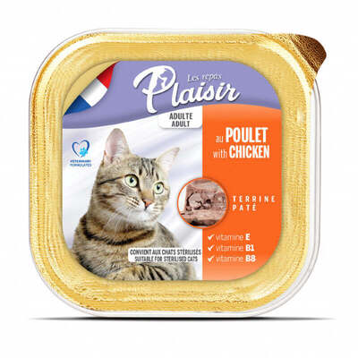 Корм влажный Plaisir Adult Sterilized Cat Terrine с курицей для взрослых стерилизованных кошек, 100 г