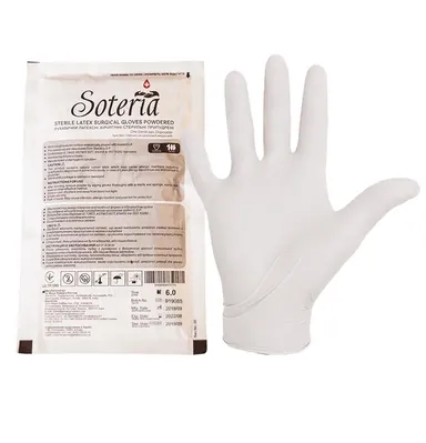 Рукавички хірургічні Soteria латексні з пудрою, розмір 6,0 стерильні, пара