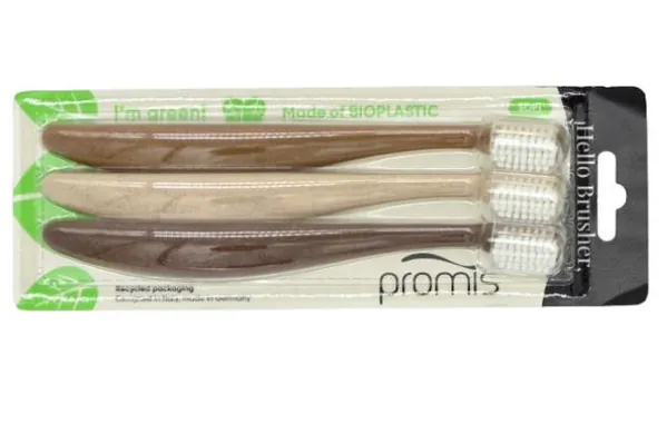 Зубна щітка Promis brush trio wood love деревяне тріо, 3 шт
