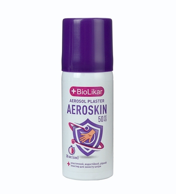 Жидкий пластырь Biolikar Aeroskin аэрозольный водостойкий спрей по 50 мл во флак.