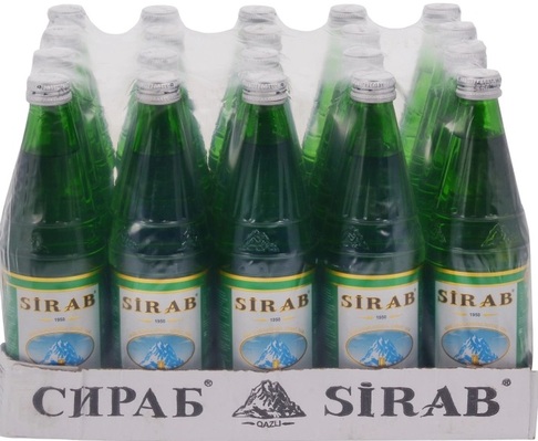 Вода минеральная Сираб газированная, лечебно-столовая, стеклянная бутылка, 20*0,5 л