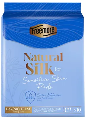 Прокладки гігієнічні Freemore Natural Silk з натуральним шовком нічні 290 мм, 10 шт