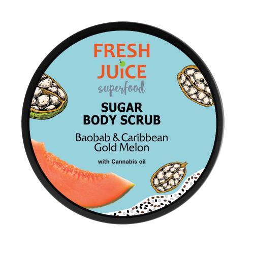 Сахарный скраб для тела Fresh Juice Superfood Baobab & Caribbean Gold Melon, 225 мл