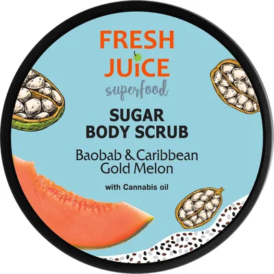 Скраб для тіла Fresh Juice Superfood Baobab & Caribbean Gold Melon цукровий, 225 мл