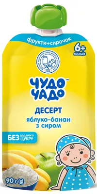 Десерт Чудо-Чадо Яблуко-банан з сиром без цукру з 6 місяців, 90 г