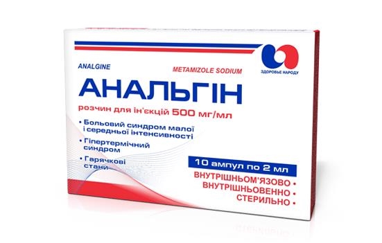Анальгин раствор д/ин. 500 мг/мл по 2 мл №10 в амп.