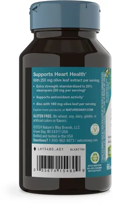 Оливи листя екстракт Nature's Way Olive Leaf Premium Extract, 60 веганських капсул