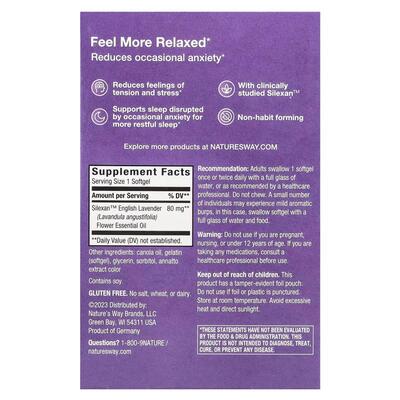 Успокаивающее с лавандой Nature's Way CalmAid Clinically Studied Lavender, 30 мягких капсул
