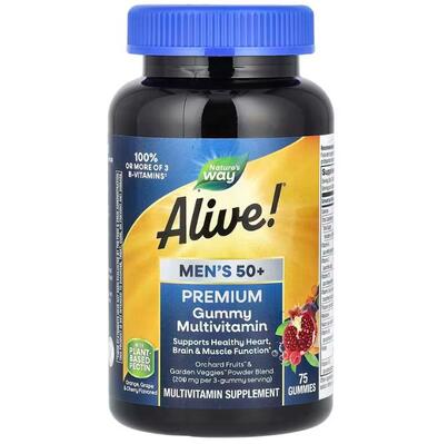 Мультивитамины для мужчин 50+ Nature's Way Alive! Men's 50+ Multi-Vitamin Multi-Mineral, 75 таблеток