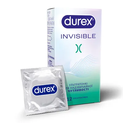 Презервативи латексні Durex Invisible ультратонкі, 12 штук