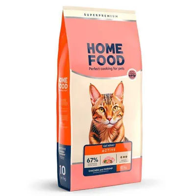 Корм сухий для дорослих активних котів і кішок Home Food курка і креветка, 10 кг