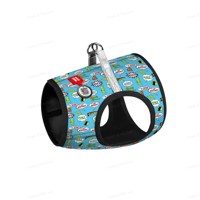 Шлея для собак Collar WAUDOG Clothes Ліга cправедливості в блакитному м'яка з QR паспортом розмір XS2, обхват грудей 28-31 см, обхват шиї 20-22 см